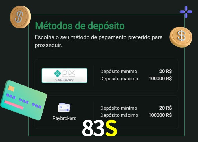 O cassino 83S oferece uma grande variedade de métodos de pagamento